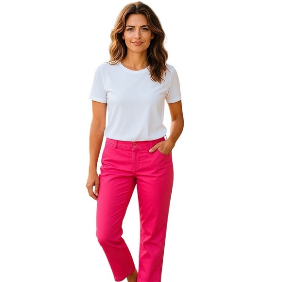IZOD Pants - Izod Stretch Fuchsia Pink Crop Capri Pants Size 4 Beach Coastal Summer Preppy